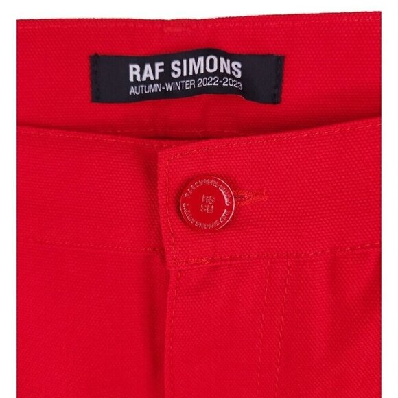 Raf Simons Logo Plaque Straight-leg Denim Trousers M Red New - Picture 3 of 16